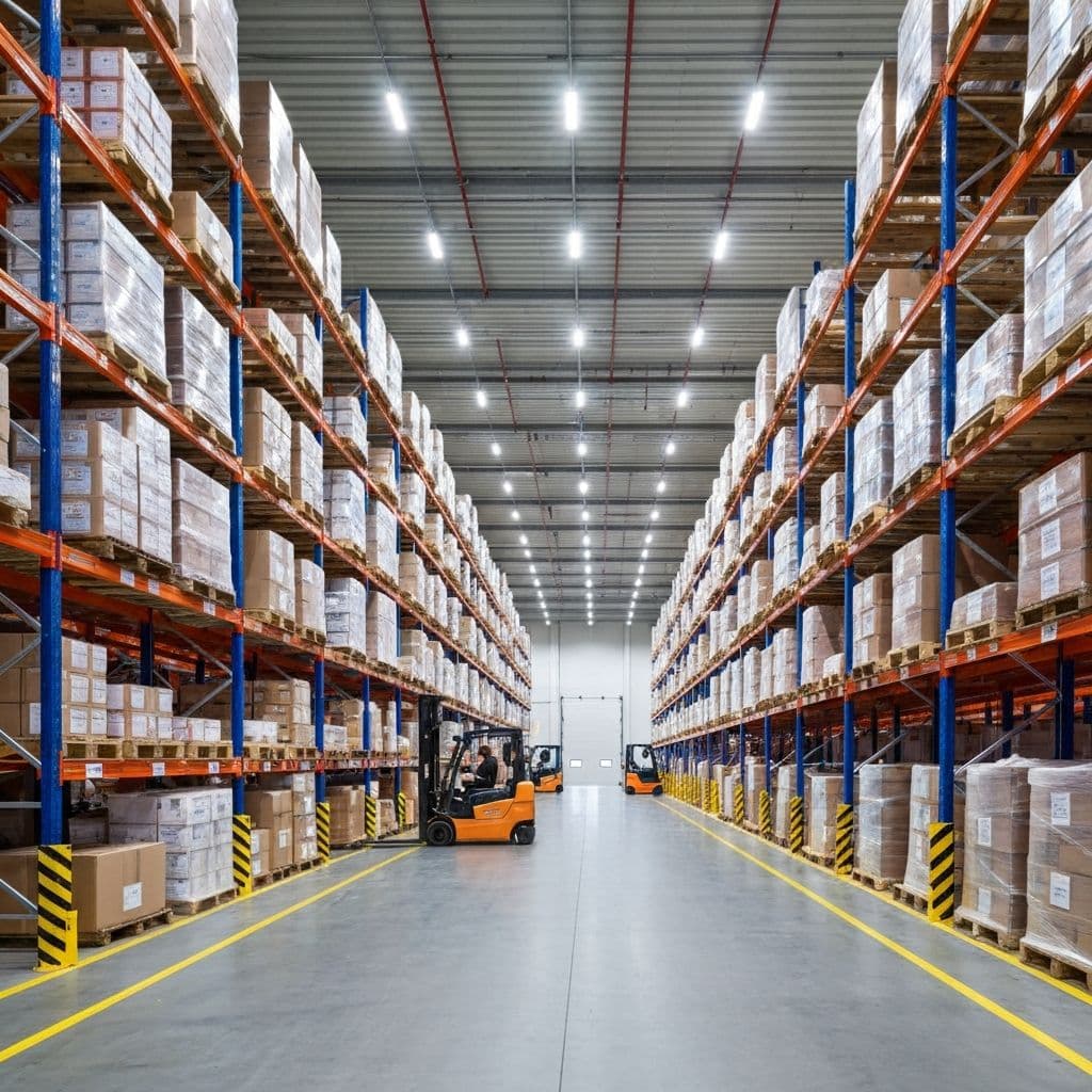 Longguo International logistics warehouse interior with organized inventory shelving
